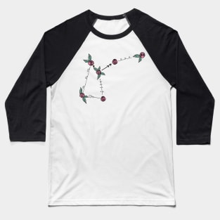 Musca (The Fly) Constellation Roses and Hearts Doodle Baseball T-Shirt